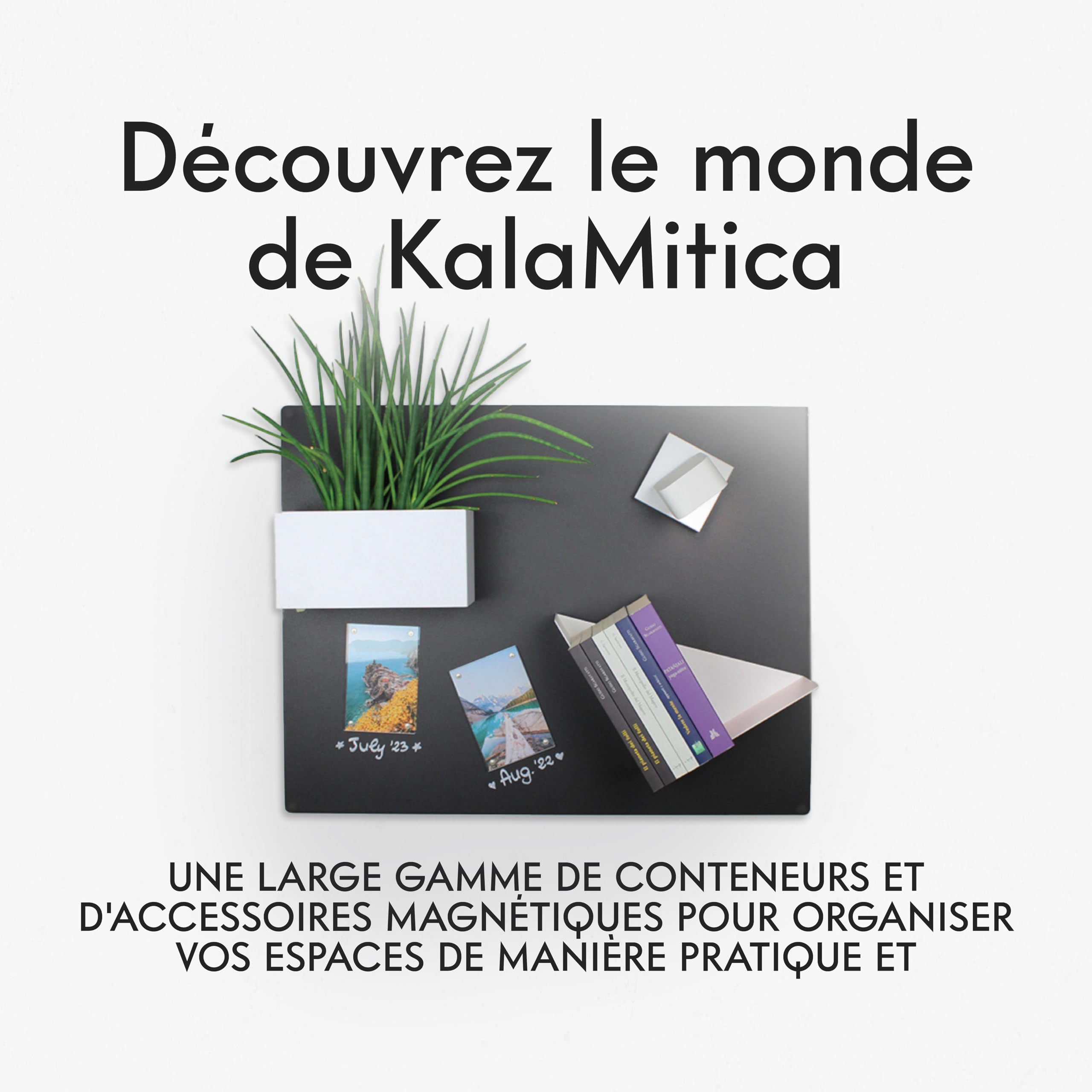 KalaMitica - Boiserie, Tableau magnétique mural - inscriptible et effaçable avec craies et marqueurs à craie liquide - Noir anthracite 114 x 74 x 0,12 cm