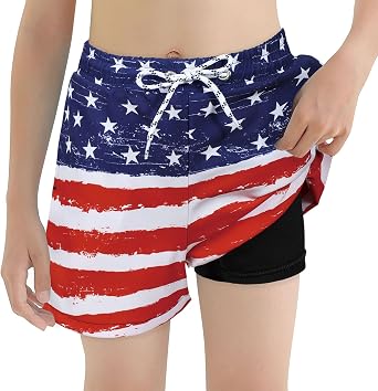 American Trends Boys Swim Trunks with Boxer Brief Liner Swim Shorts Boys Compression Liner Youth Anti Swim Trunks