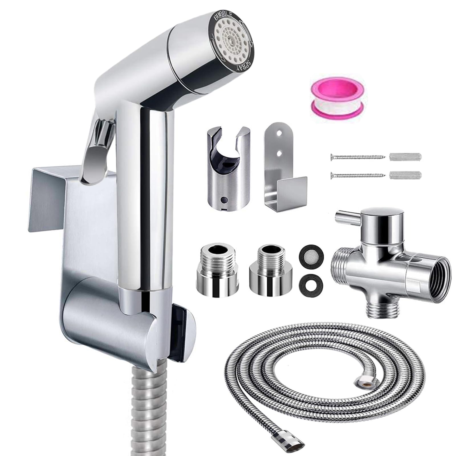 Ensemble de douchette à main pour bidet, en ABS, de qualité supérieure, avec valve G1/2" et un pulvérisateur G3/8", pour douche, salle de bain, hygiène, papier toilette, nettoyage des couches