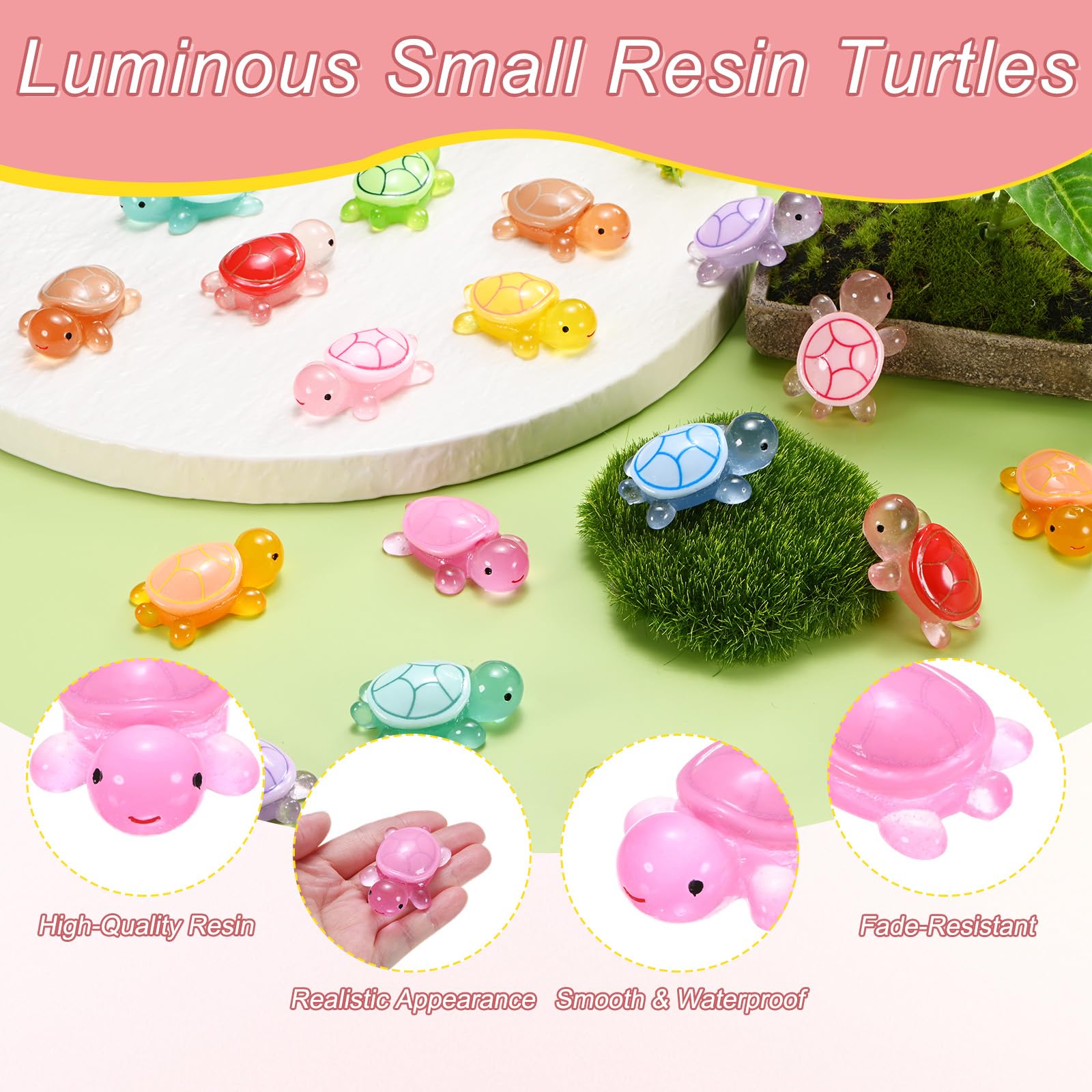 M METERXITY 30-Pack Luminous Small Resin Turtles - Image 2