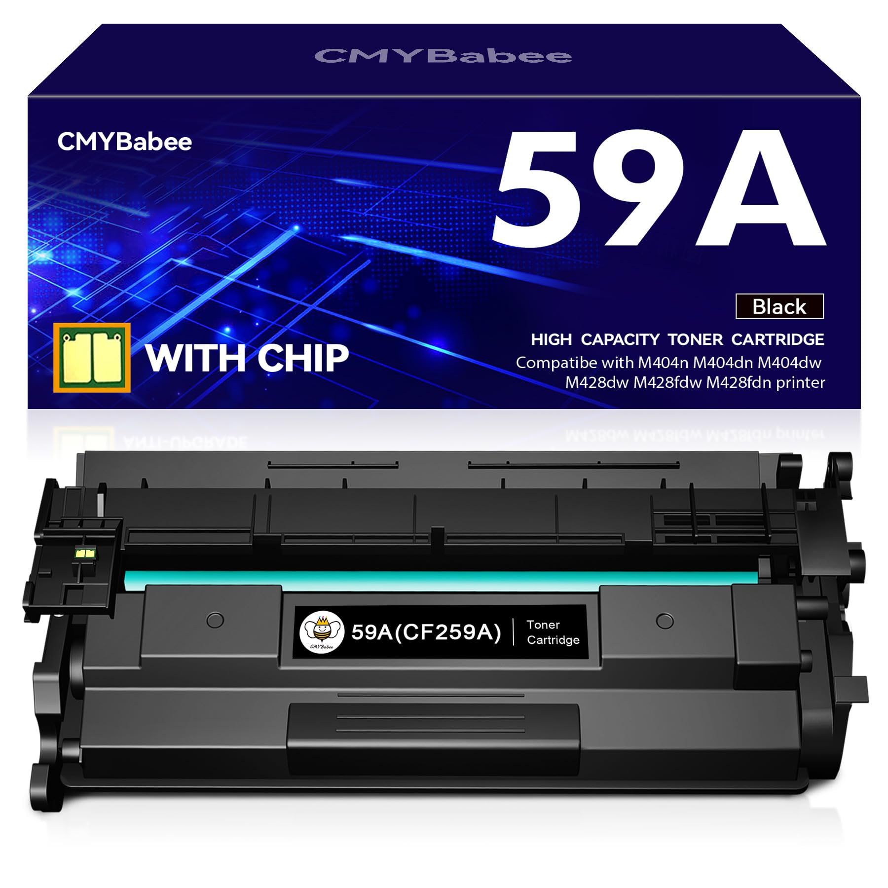 CMYBabee Toner 59A z chipem kompatybilny z HP 59A CF259A 59X CF259X do Laserjet Pro MFP M428fdw M428dw M404dn M404dw M404n M428fdn M428 M404 M406 M430 M304a (czarny, Opakowanie 1 szt