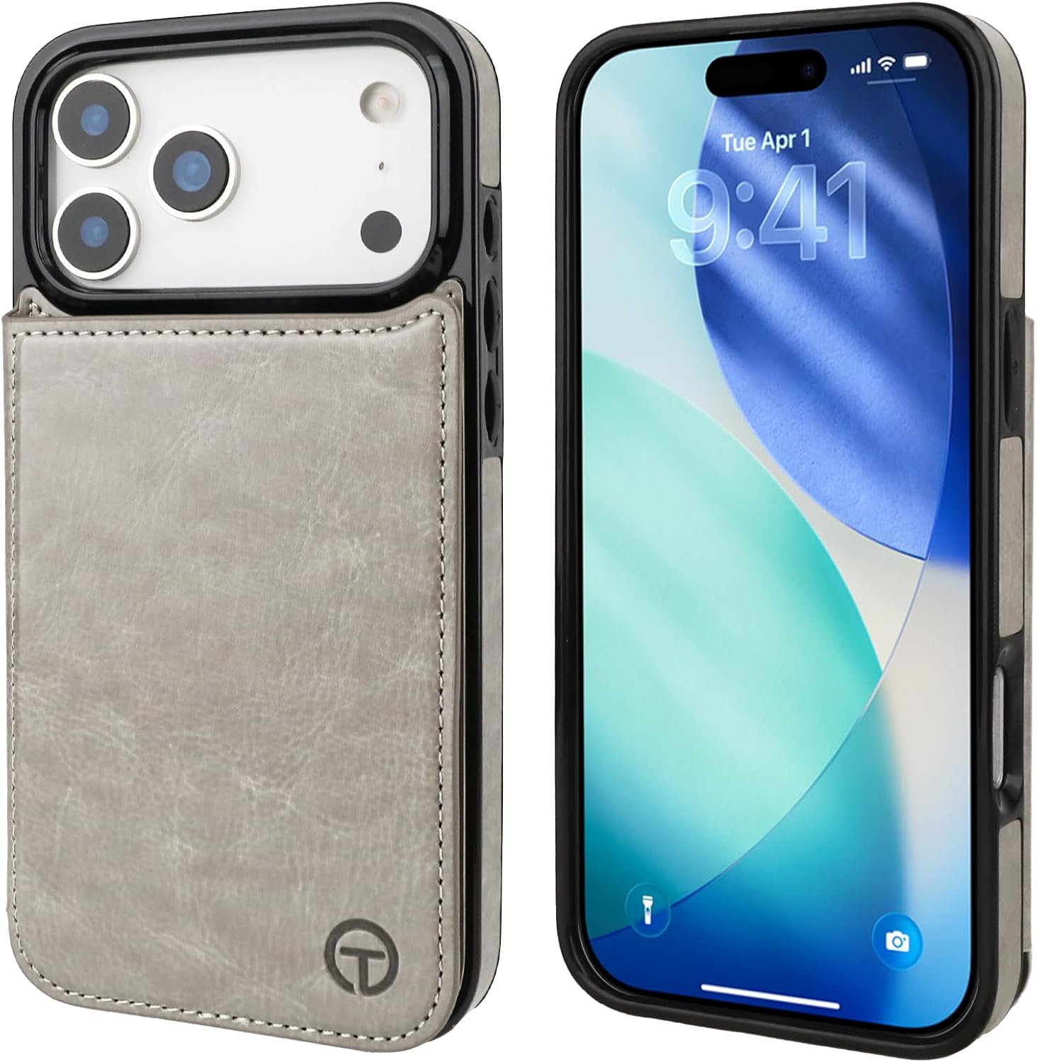 ONETOP Compatible with Magsafe for iPhone 17 Pro Max Wallet Case with Card Holder, PU Leather Kickstand RFID Blocking Case, Double Magnetic Clasp and Durable Shockproof Cover 6.9 Inch (Grey)