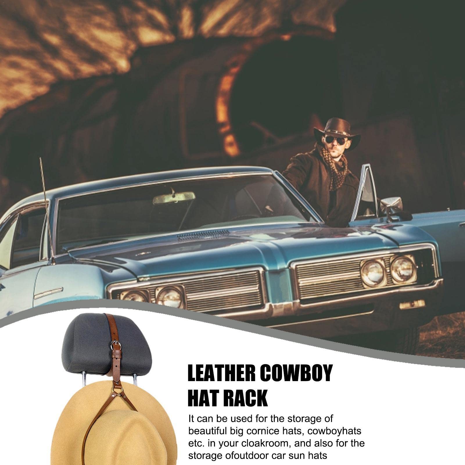 Supporto Per Cappello Da Cowboy In Pelle Per Auto – Mantiene La Forma – Universale, Marrone Scuro - 5