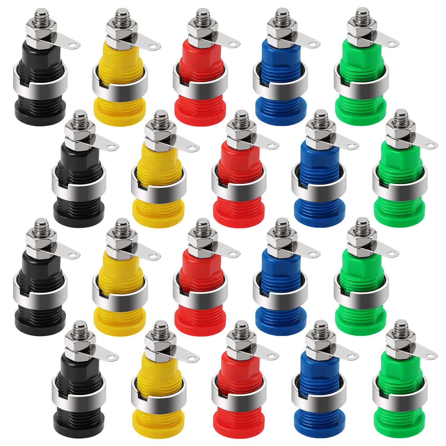 20 Pezzi Connettori Banana 4mm Per Altoparlanti - Spine E Prese In 5 Colori (Rosso, Nero, Giallo, Blu, Verde) - Foto 7