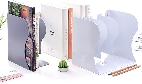 Miniatura 5 de Sujetalibros ajustables de metal para soporte de libros resistente, sujetalibros antideslizantes, organizador de libros de escritorio