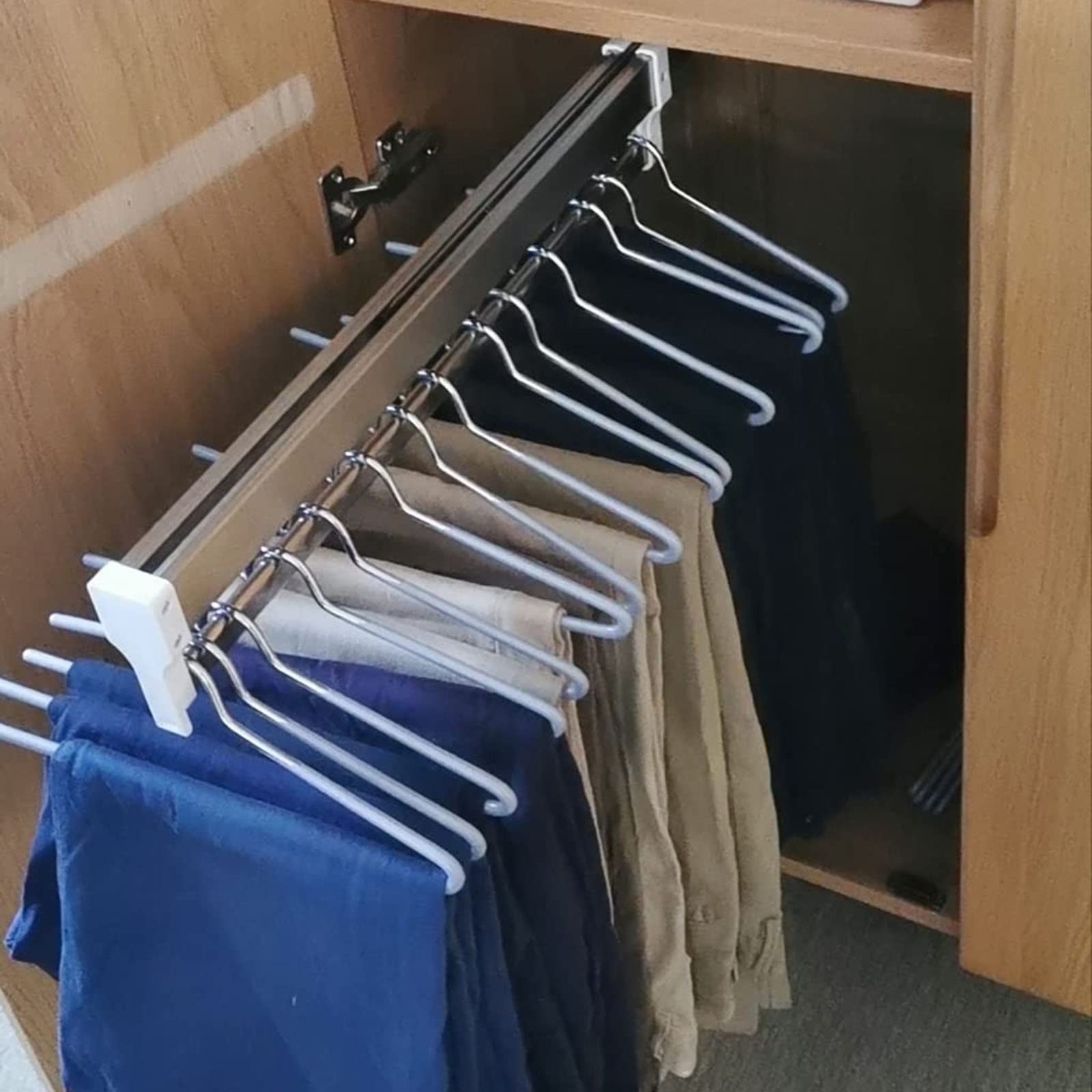 WMYYZYQ Extendable Pull-Out Trousers Rack - Adjustable Closet Hanger Rail for Space-Saving Wardrobe Organization, 800mm Clothing Storage Solution, Ideal for E,600MM/23.6INCH
