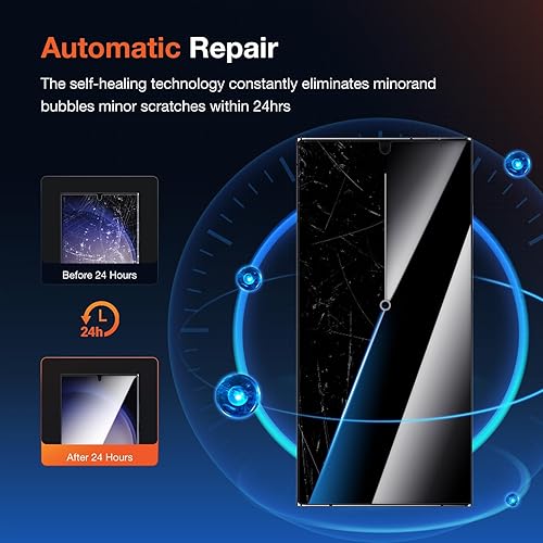 Miniatura 4 de Paquete de 2 protectores de pantalla privada antiespía para Samsung Galaxy S23 Ultra de 6.8 pulgadas, posicionamiento automático 3D curvado,