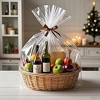 Vista 3 de Morepack Bolsas grandes de celofán/celofán, 30 x 40 pulgadas, bolsas transparentes de plástico OPP, envoltura de celofán para cestas de regalo