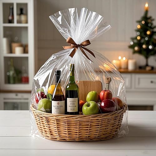 Miniatura 3 de Morepack Bolsas grandes de celofáncelofán, 30 x 40 pulgadas, bolsas transparentes de plástico OPP, envoltura de celofán para cestas de regalo,