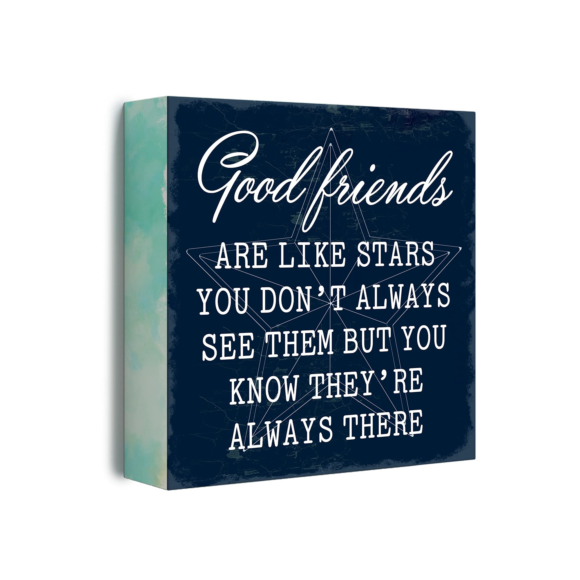 Barnyard Designs Good Friends are like Stars Box Wall Art Sign, Primitive Country Farmhouse Home Decor Sign With Sayings 15cm x 15cm