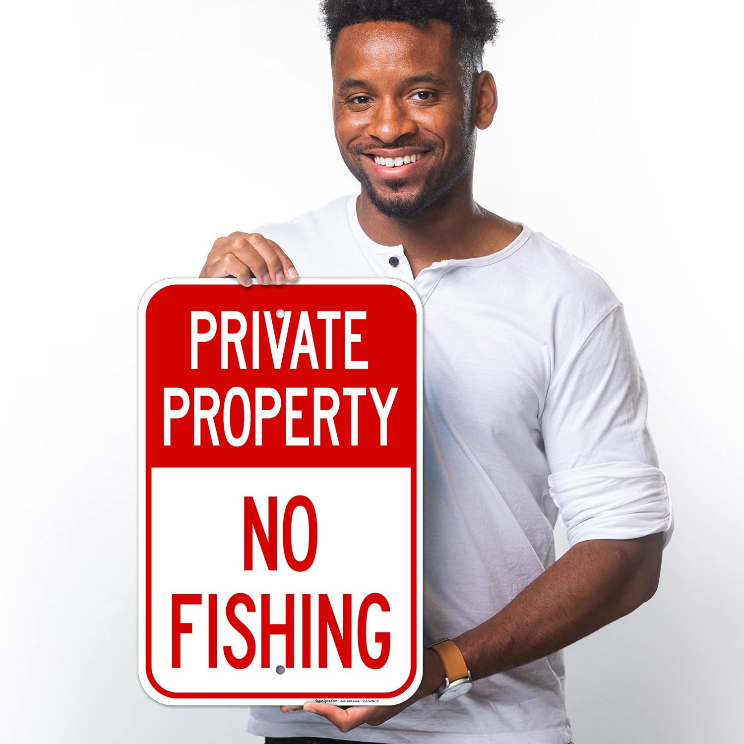Private Property No Fishing Sign, 12x18 Inches, Rust Free .063 Aluminum, Fade Resistant, Made in USA