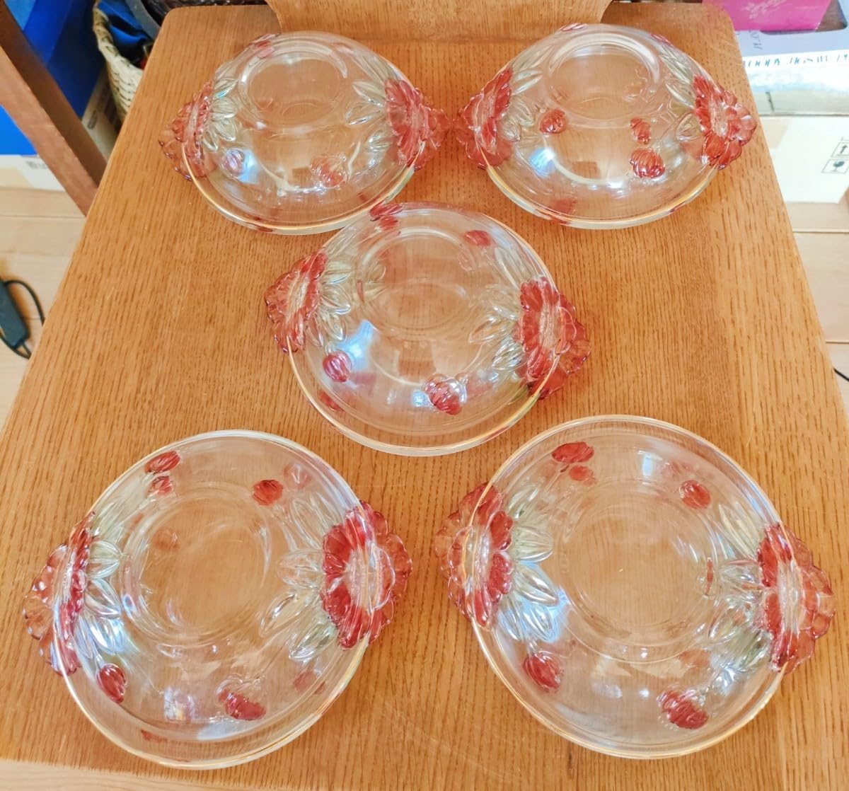 デザート皿セット 昭和レトロ ガラスボウル 桜 デザート皿セット 昭和レトロ ガラスボウル 桜 小皿 桜 ガラス
