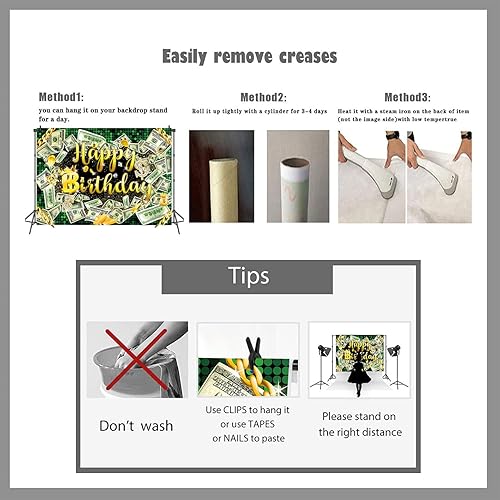 Miniatura 6 de Fondo de cumpleaños de 7 x 5 pies para fiesta de dinero, fondo de billetes de dólar, fondo de hip hop, para niños, niñas y hombres, accesorios para