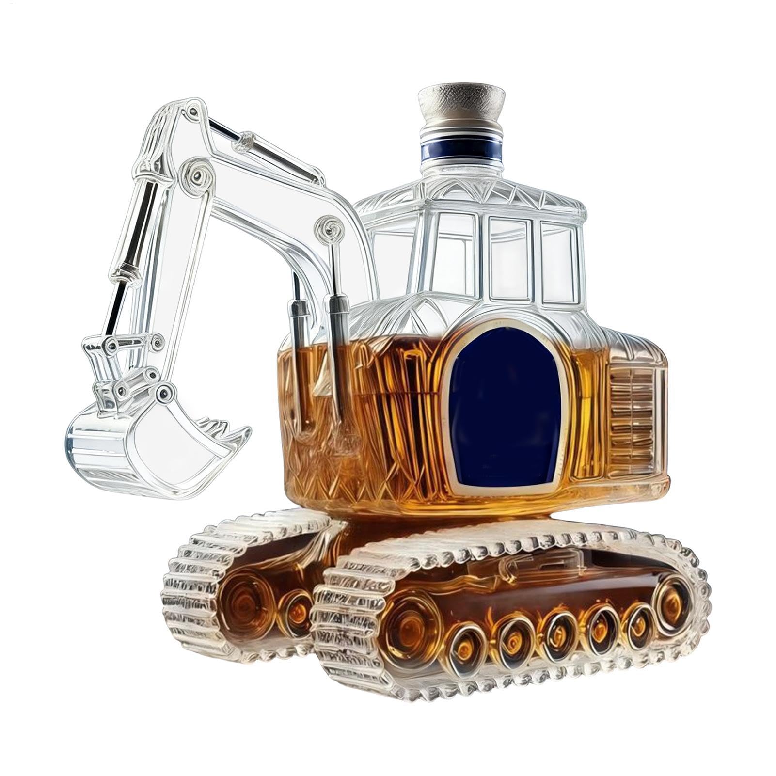 Bottiglia per whisky, bottiglia di a forma di escavatore con beccuccio, originale per whisky come decanter per uomini, papà, compleanno, matrimonio, inaugurazione della casa, bar
