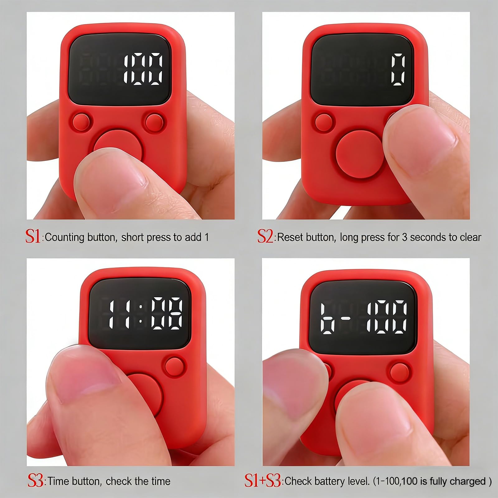 2 Pezzi Contatore Di Intelligente Impermeabile: Contatore Clicker, LED Display, Dispositivo Digitale per Contare Le Dita Ideale per Sport, Eventi Sportivi, Allenamento Di, Attività Scolastiche