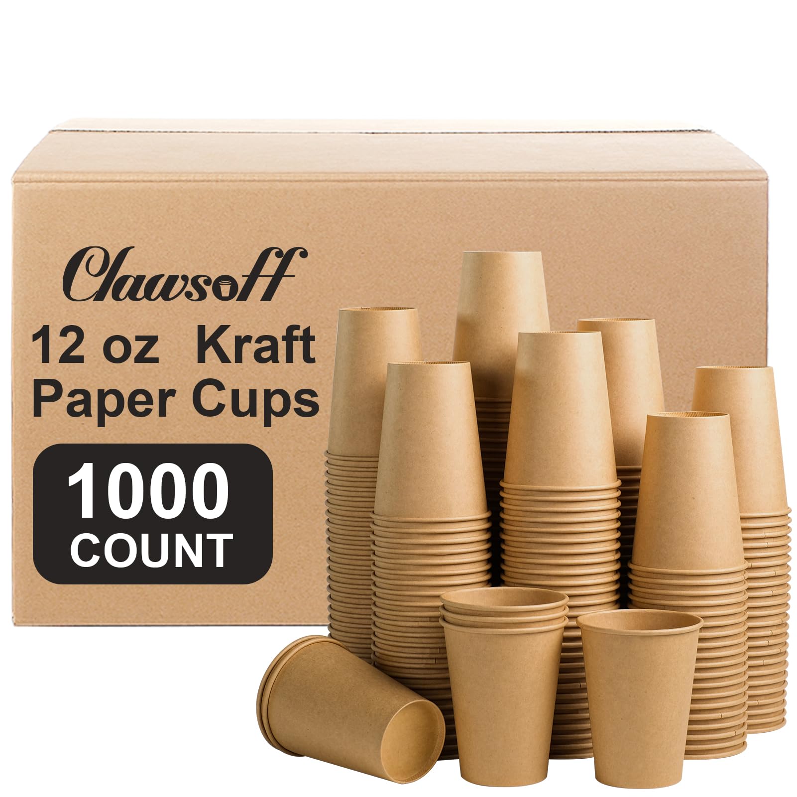 Clawsoff 180 Pack 12 oz Coffee Cups Brown Kraft Disposable Hot Paper Cups — Amazon image 14