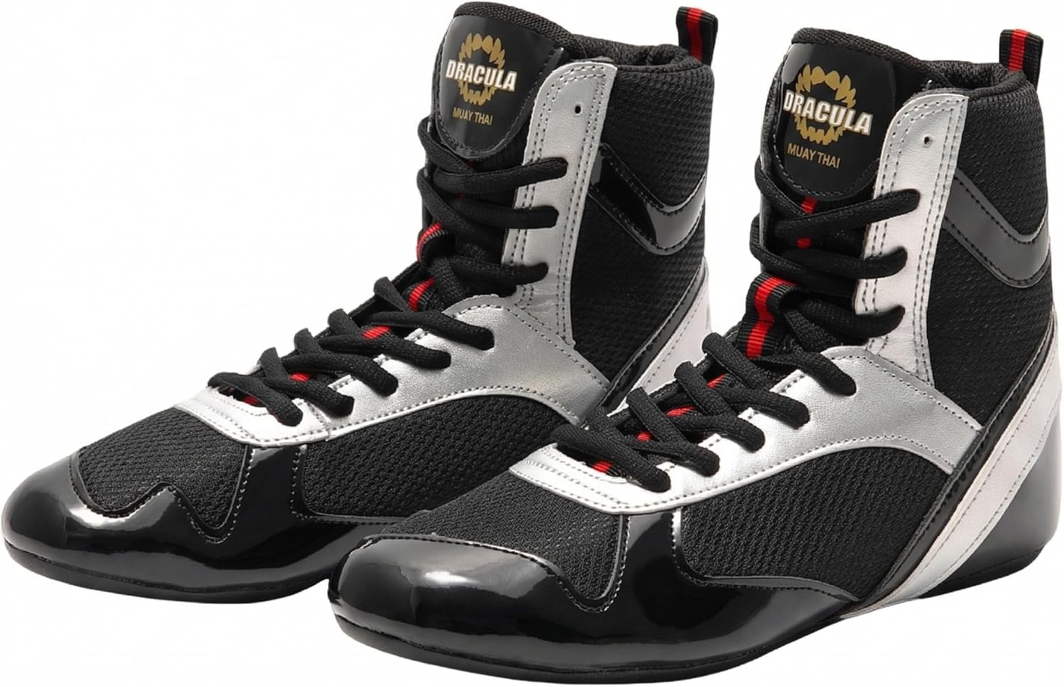 Toichi High Top Boxing Wrestling Shoes for Men Women Kids, Professional MMA Kickboxing Grappling Shoes, Non-Slip Indoor Squat Combat Training Shoes (Silver/Gold)