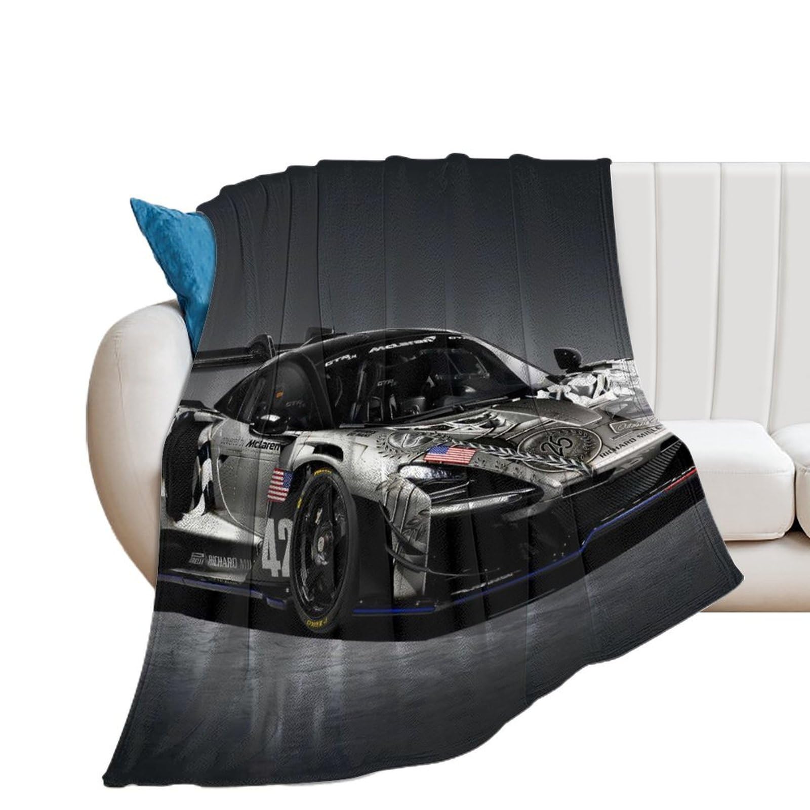 Couverture flanelle voiture rallye plaid polaire doux chaud enfant lit 100x130