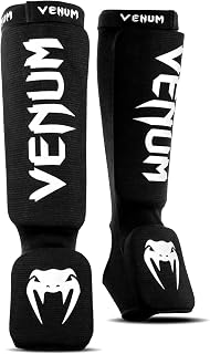 Venum Kontact Shin Guards: 100% Cotton Protection, Flexible Ankle for MMA & Muay Thai Training