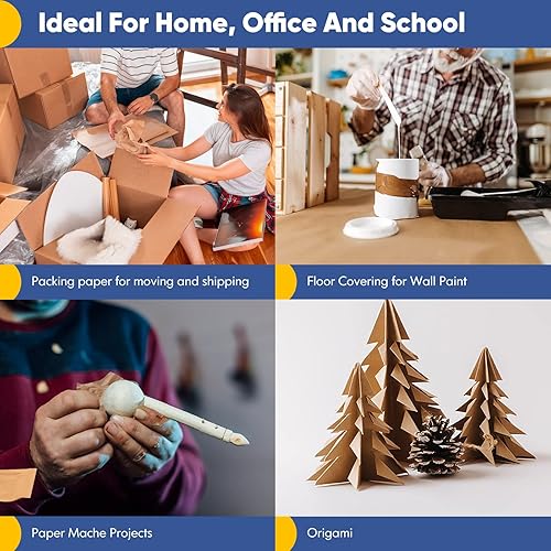 Miniatura 5 de Rollo de papel kraft marrón grande de 17.8 x 2400 pulgadas, rollo de papel para manualidades para tablón de anuncios, manualidades, embalaje, póster