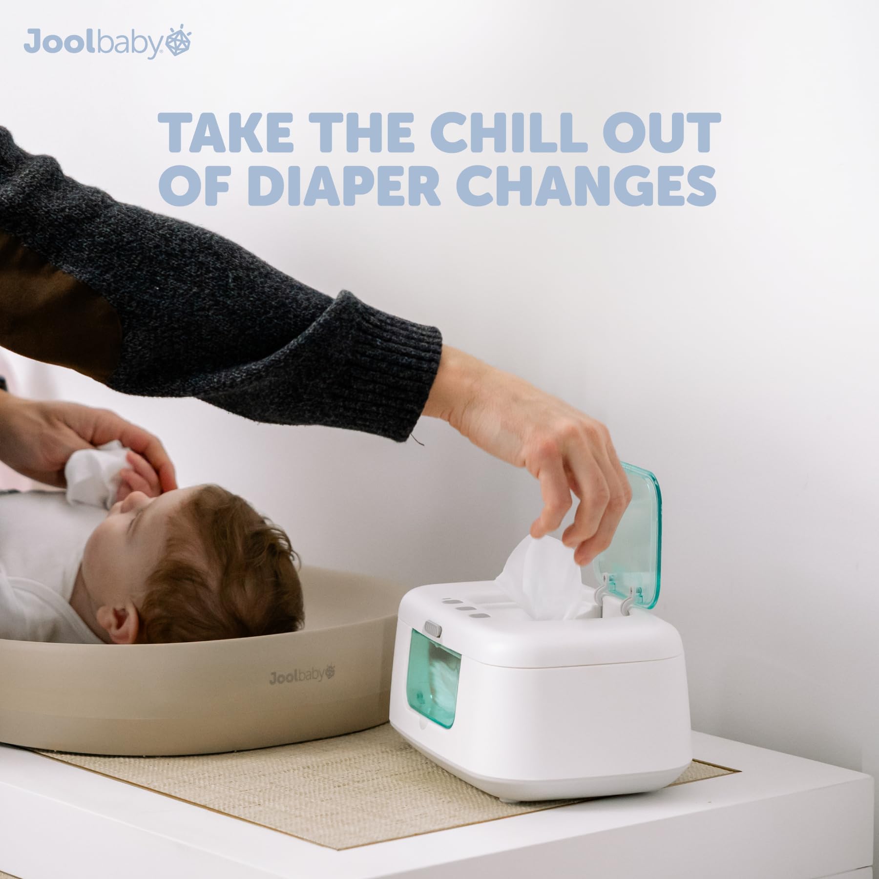 Jool Baby TinyBums Scaldasalviette Dispenser LED Luce Cambia Interruttore On/Off Aqua