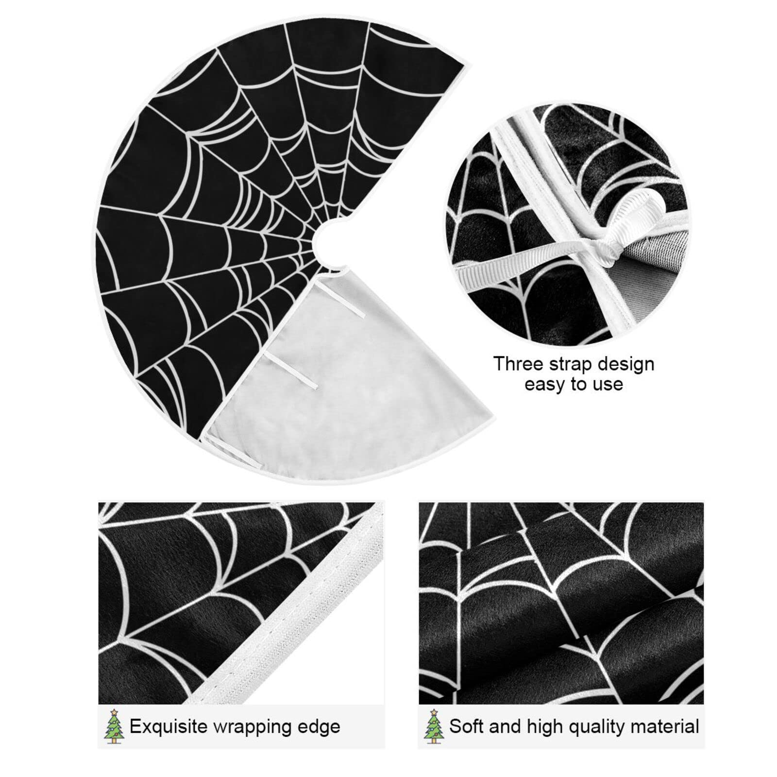 XUWU 48inch Halloween Christmas Tree Skirt Goth Spider Web Christmas Tree Decoration Tree Ornaments New Year Holidays Indoor and Outdoor Decorations