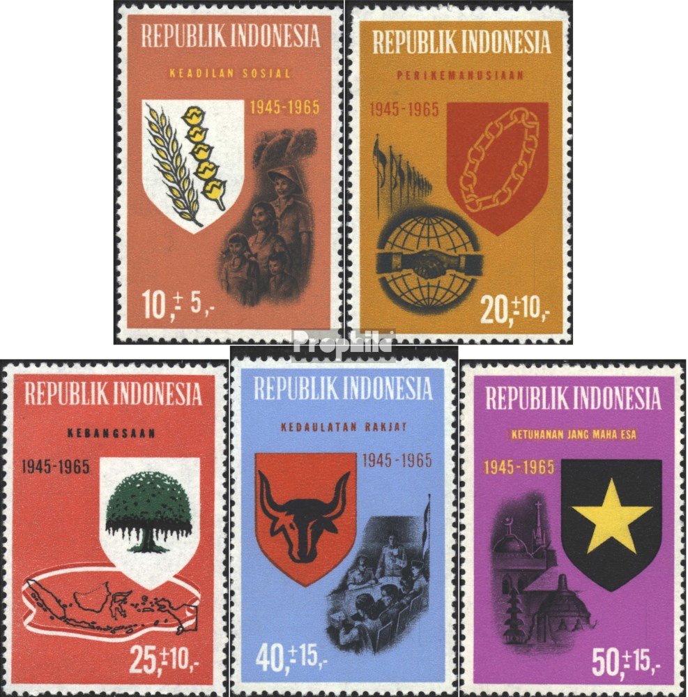 Indonésie 1965 – Timbre 20 Ans Indépendance – Série 490-494 – Neuf Avec Gomme MNH – Collectionneur