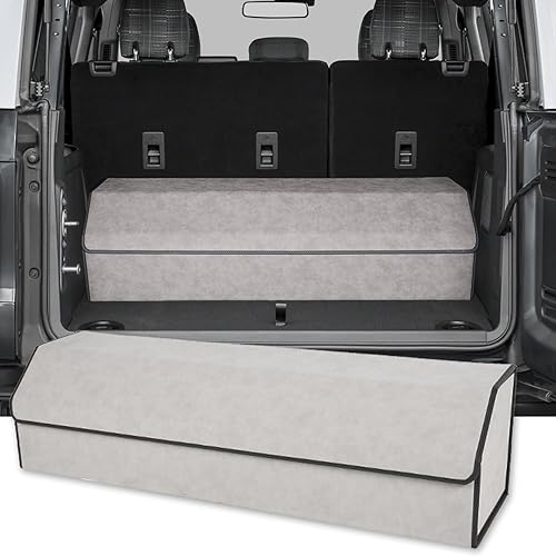 Miniatura 17 de Organizador de maletero para Ford Explorer 2020-2025 – Caja de almacenamiento de piel Alcántara gris, precisión a medida, maximiza tu