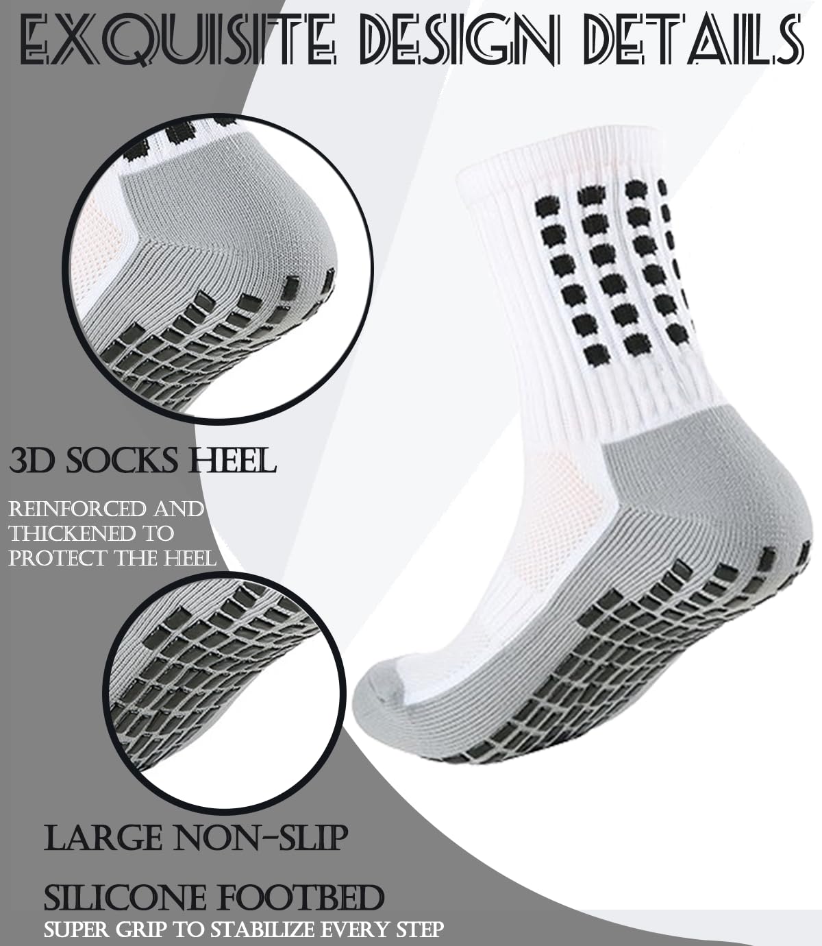 1 juego de calcetines de agarre de fútbol, mangas de espinilleras para fútbol y baloncesto para hombres y mujeres, color negro/blanco, talla única