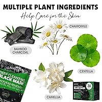 Vista 4 de Paquete de 36 mascarillas removedoras de puntos negros, limpieza profunda para la cara y la nariz, máscara facial negra con un cepillo