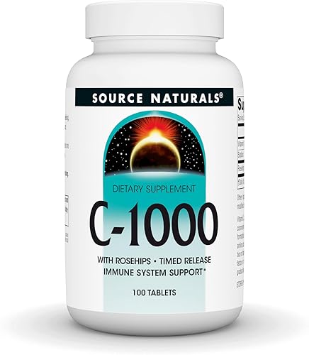 Source Naturals C-1000, con escaramujos 1000 mg para apoyo del sistema inmunológico  100 comprimidos de liberación de tiempo
