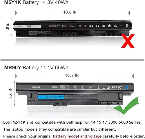 Miniatura 3 de Batería MR90Y de 65WH para Dell Inspiron 17 5000 Series 15 3521 3543 3421 3542 3537 3878 5721 5537 i3531 i3531-1200bk 17-3721 17-5537 748 1 7-5749