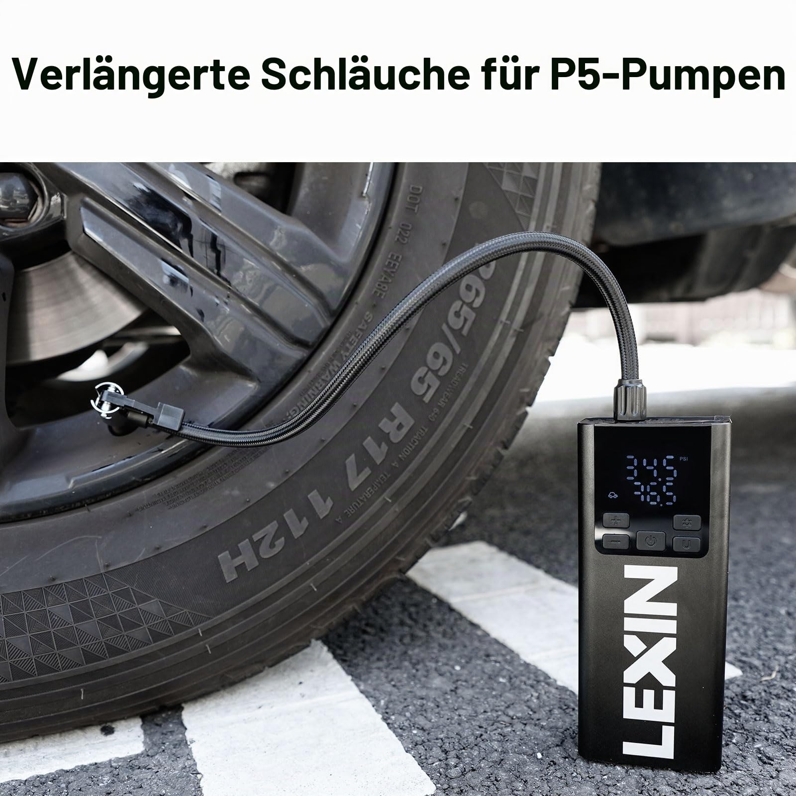 LEXIN Adapter für Französische Ventil, 40cm Luftschlauch mit Adapter für Amerikanische Ventil, 40cm Luftschlauch mit Hebelstecker Air Chuck und Ballnadel