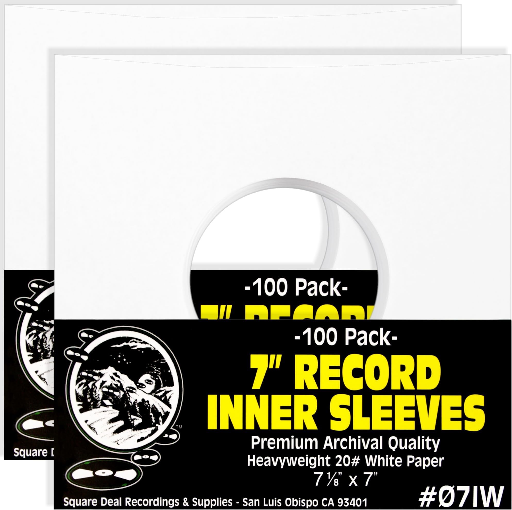 (200) Archival Quality Acid-Free Heavyweight Paper Inner Sleeves for 7 Inch Vinyl Records #07IW