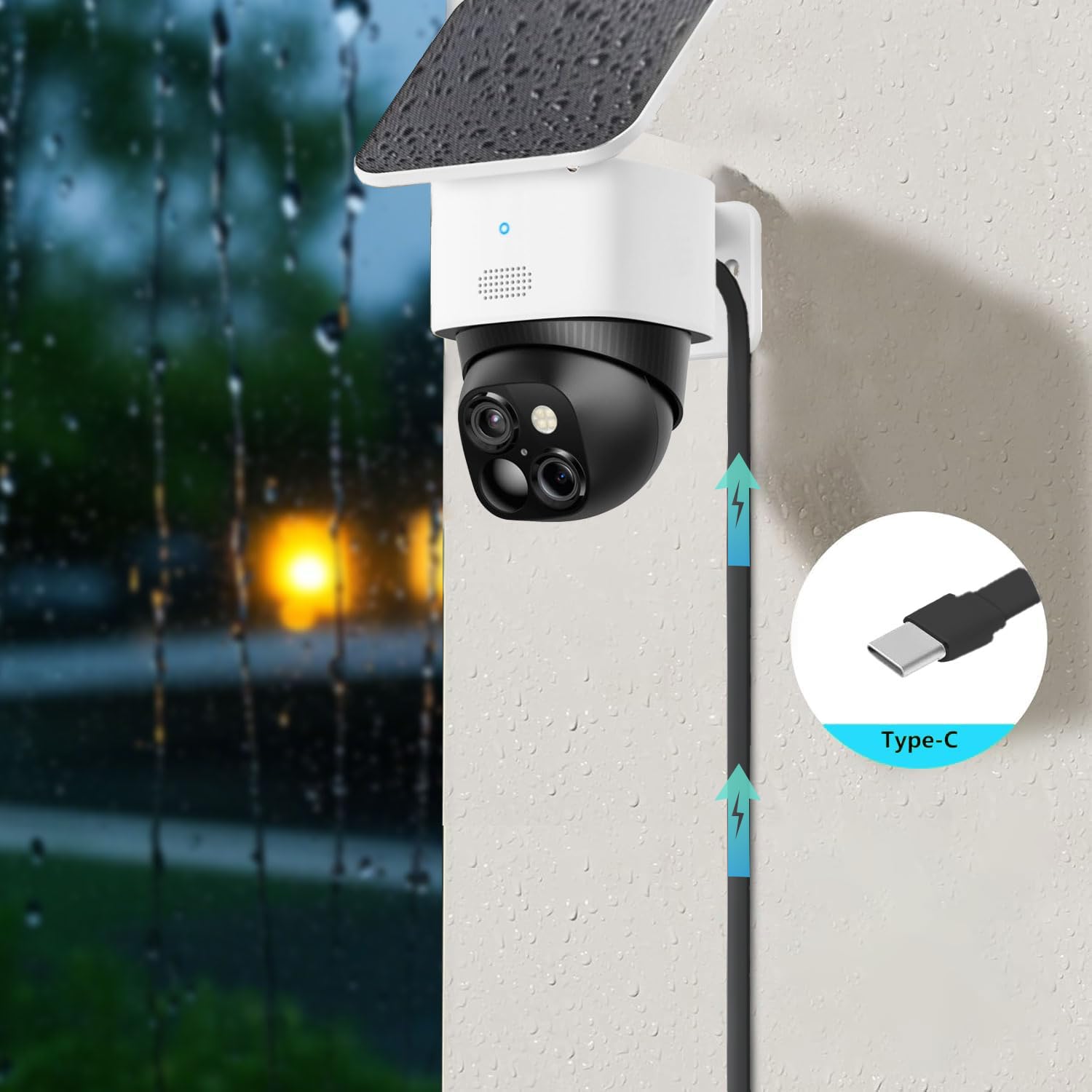 Confezione da 2 cavi di prolunga di tipo C per telecamera di sicurezza CCTV, Ring Pan-Tilt Indoor Cam (versione 2024), Tapo TP-Link 2K C120, Cam Indoor/Cam 3/S330, cavo di ricarica piatto USB C, nero