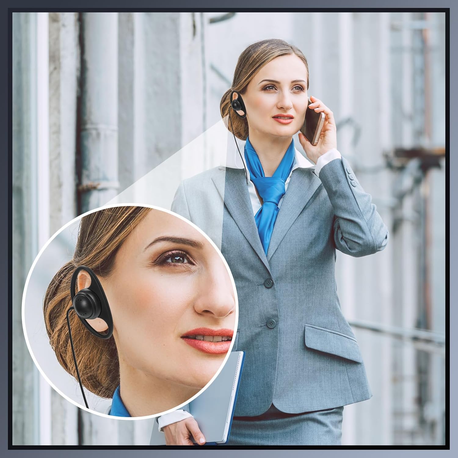 Macarrie 24 Pcs Radio Headset with Mic 2 Pin D Shape Walkie Talkie Earpiece with Mic Walkie Talkie Earpiece Compatible with Rt68 Rt19 Rt27 Rt28 Rt22 Rt21 H-777 2 Way Radios, Soft Ear