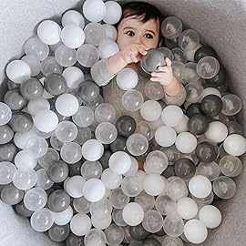 GOGOSO Ball Pit Balls for Toddlers Kids Plastic Balls for Ball-Pit Playpen Pool Baby Pastel BPA-Free Non Toxic Pastel Crush Proof Bal White Gray Clear 100pcs