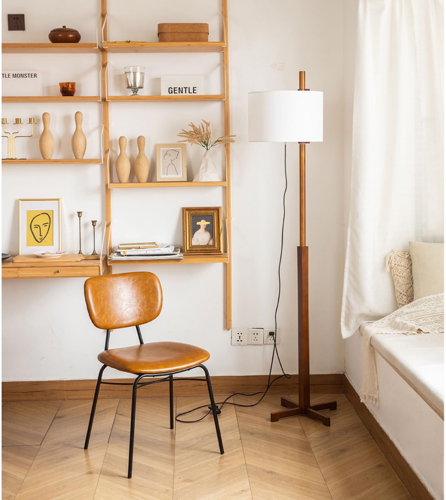 Lámpara De Pie De Madera Vintage, Lámpara De Pie Vertical Ajustable, Luces De Pie De Lectura Regulables, Lámparas Altas para Sala De Estar, Dormitorio, Oficina