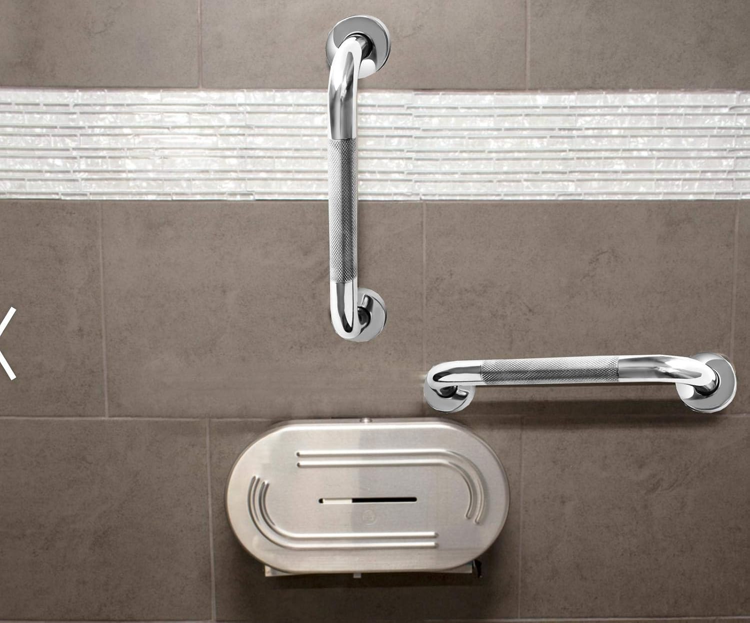 2 Pack 12 Inch Anti Slip Shower Grab Bar Handle, ZUEXT Chrome Stainless Steel Bathroom Grab Bar, Knurled Bathroom Balance Bar,Safety Hand Rail Support,Handicap Elderly Injury Senior Assist Bath Handle : Health & Household