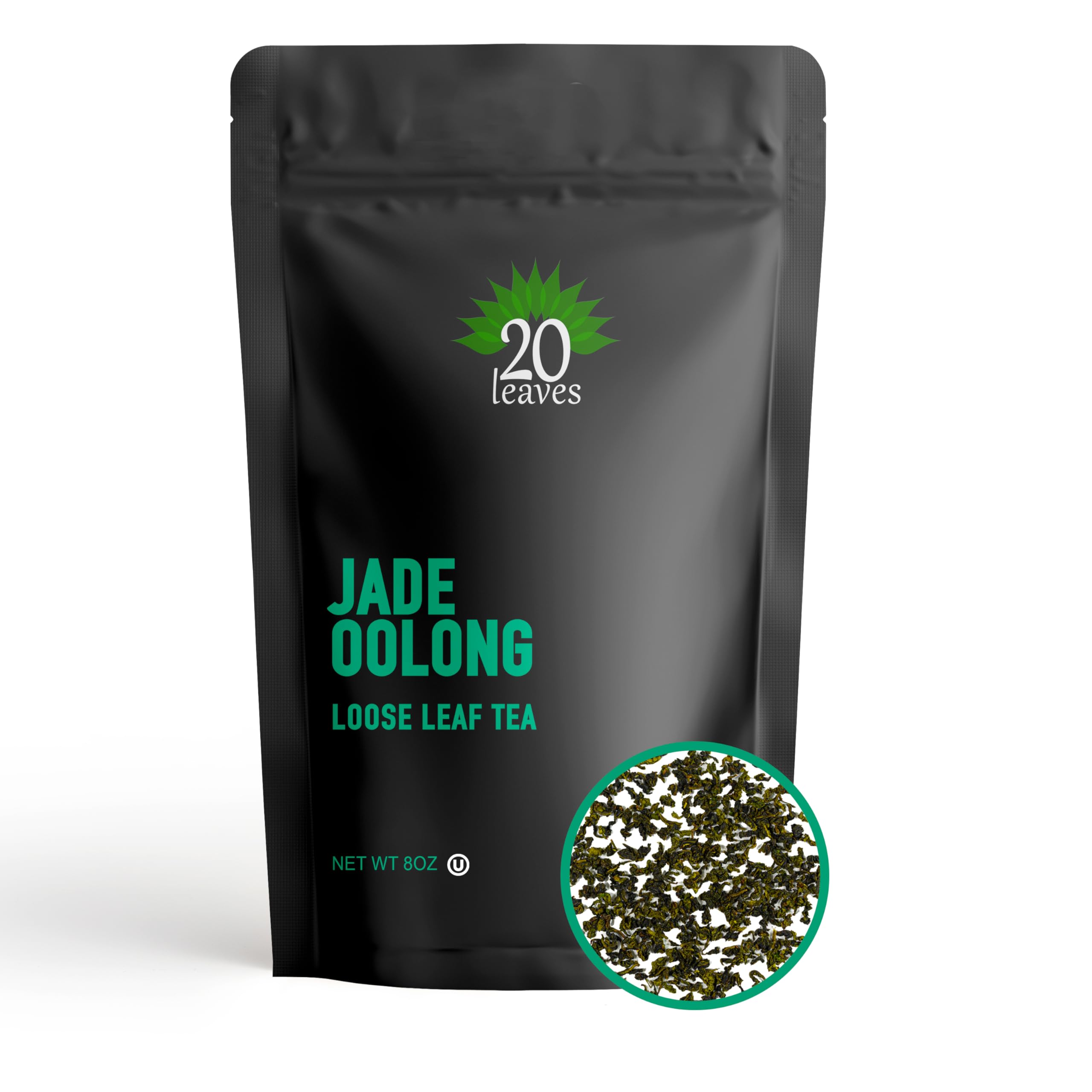 Jade Oolong - Loose Leaf Green Tea Ti Kuan Yin - ½ lb Pouch - 8oz Resealable Bag - 1 Pack