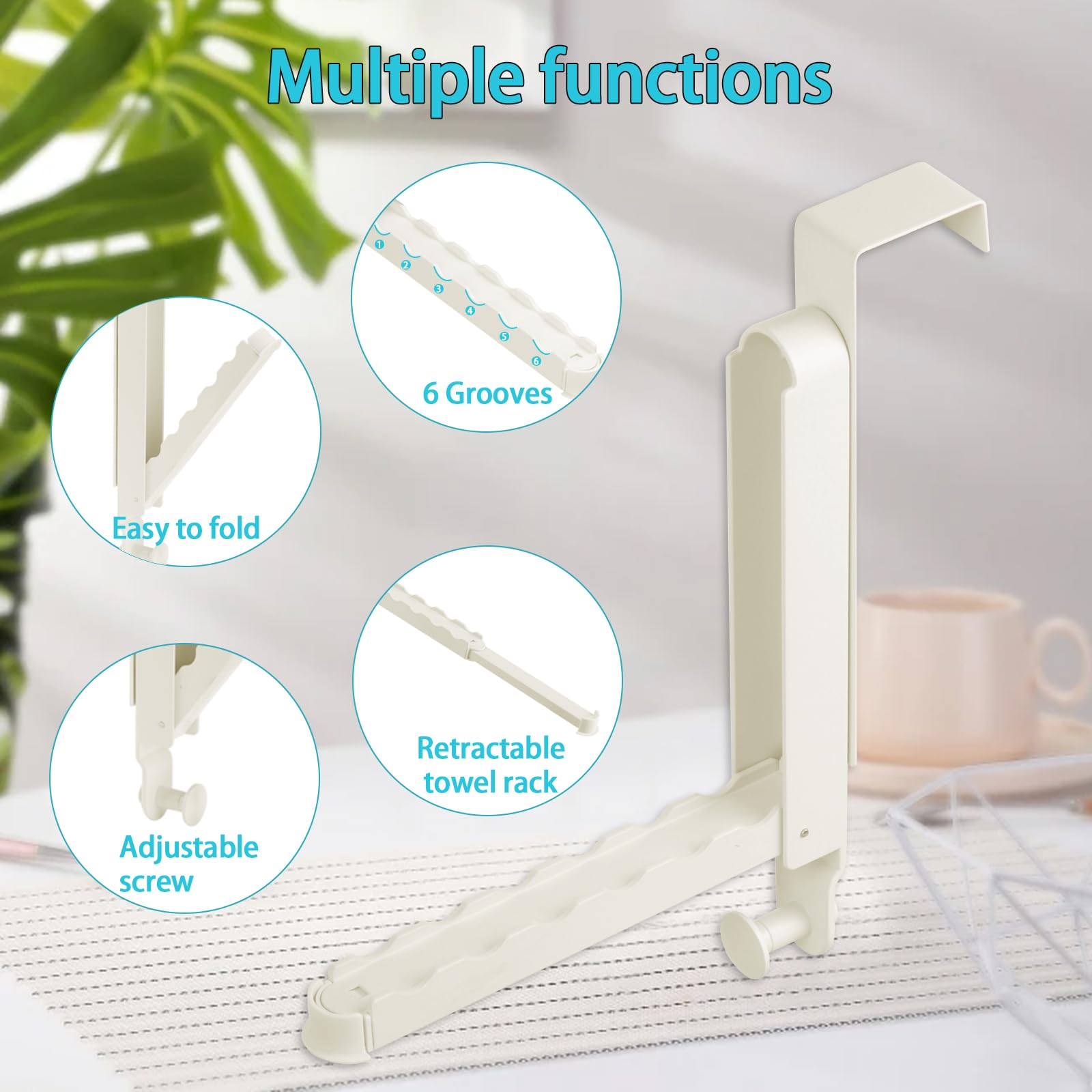 Relaxdays 2 Ganchos Plegables Para Puerta, Colgante, Colgador Para 6 Perchas Metal Y Madera Renvalso Hasta 2cm Blanco 92454671