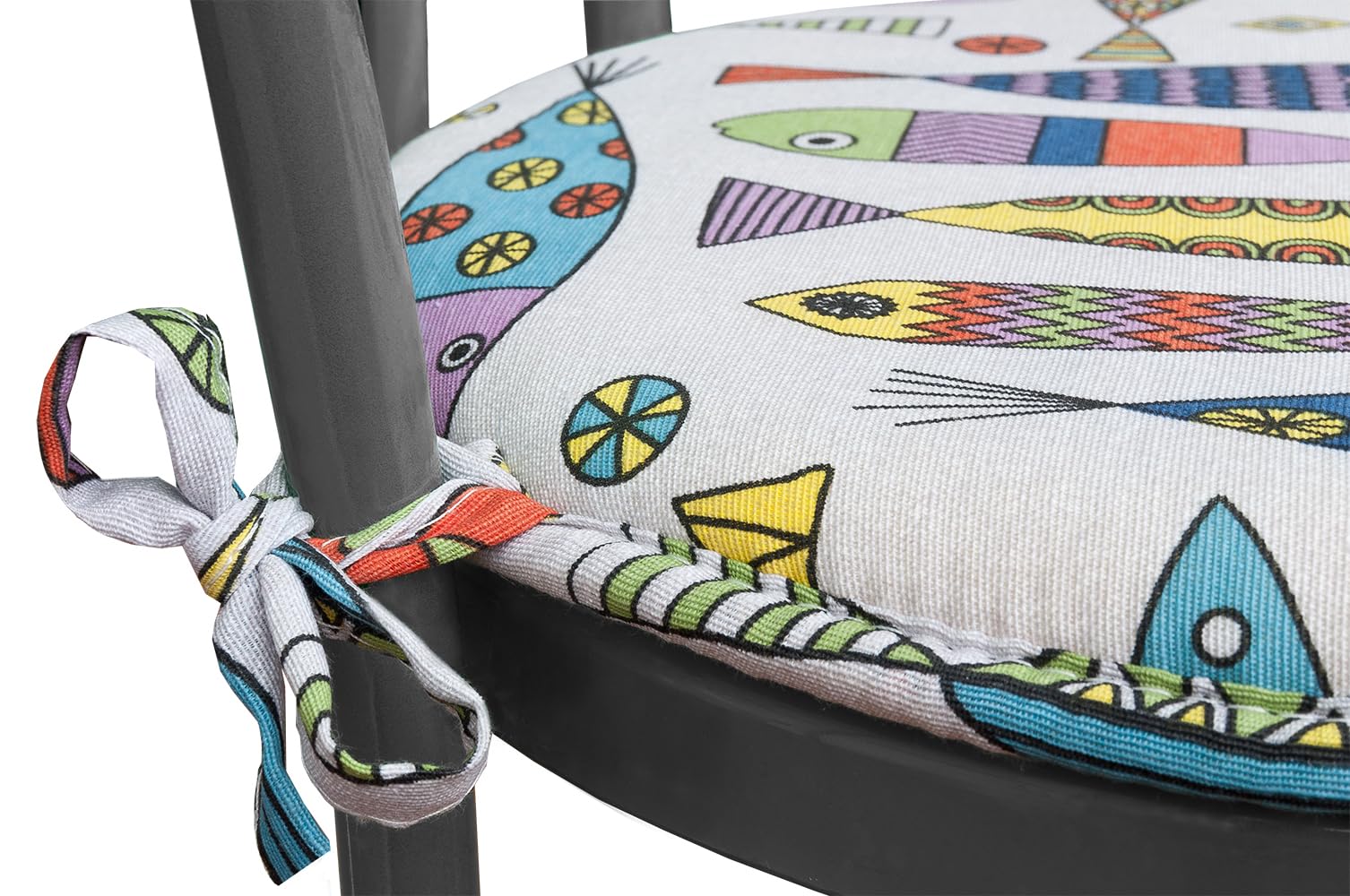emmevi Set 4 Cuscini Sedia Rotondi Cotone Ecru Lavabili Morbidi Coprisedie Tondi Multicolore