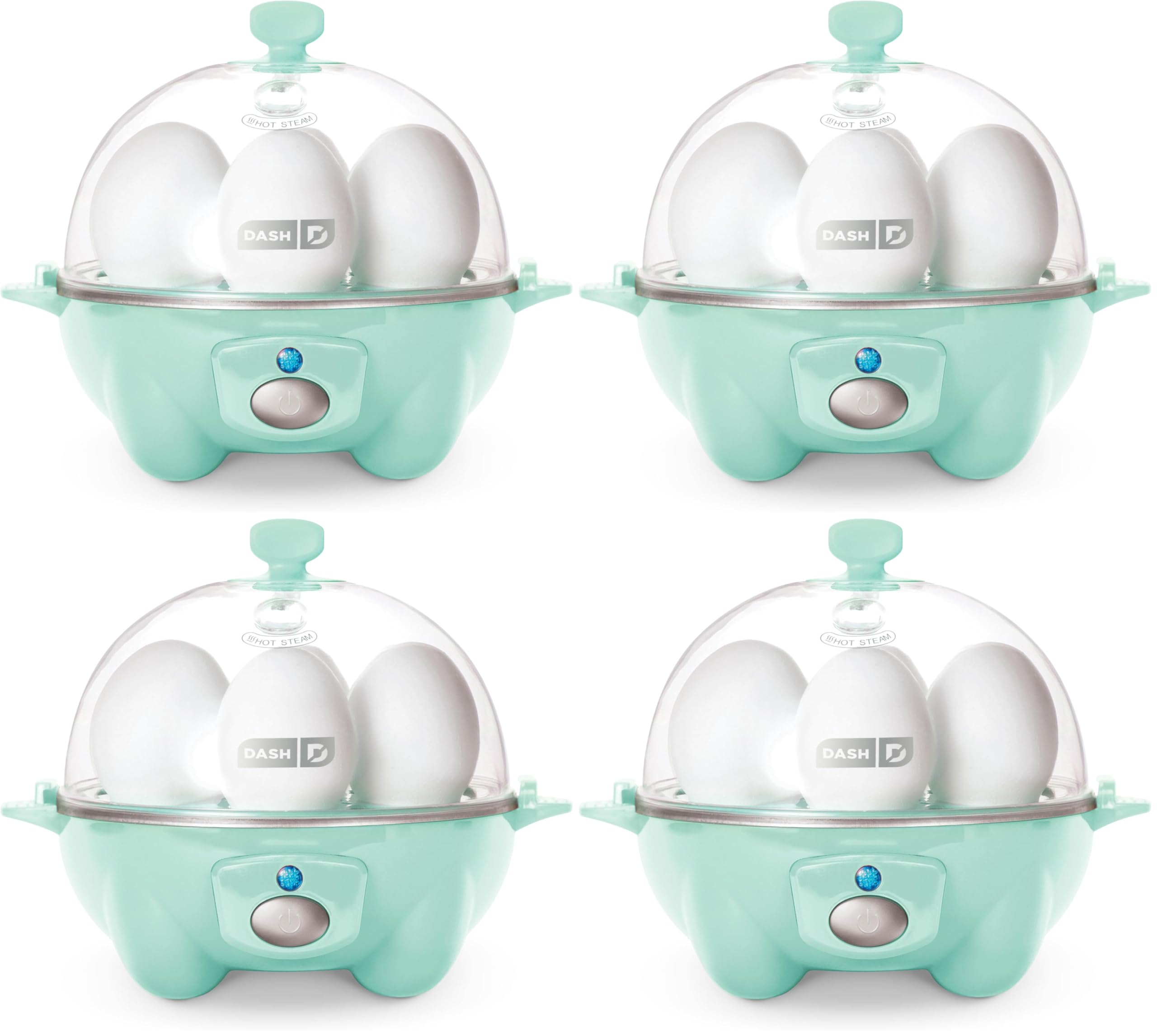 Dash Rapid Egg Cooker - Boiler,Poacher & Steamer - Includes Measuring & Recipe Guide - Dishwasher Safe - Holds 7 Eggs,Aqua,(Pack of 4) 6 Eggs (Pack of 4) Aqua