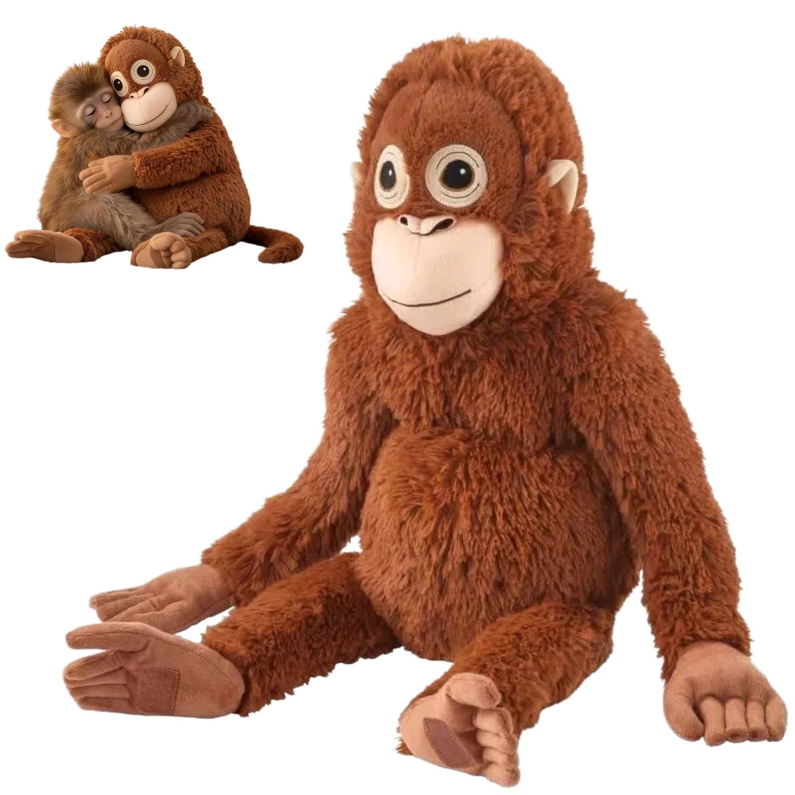 AstraFable Punch Monkey Plush – 66CM Large Orangutan Soft Toy, Eco-Friendly & Washable, Realistic Cuddly Monkey Plush for Kids, Safe & Soft