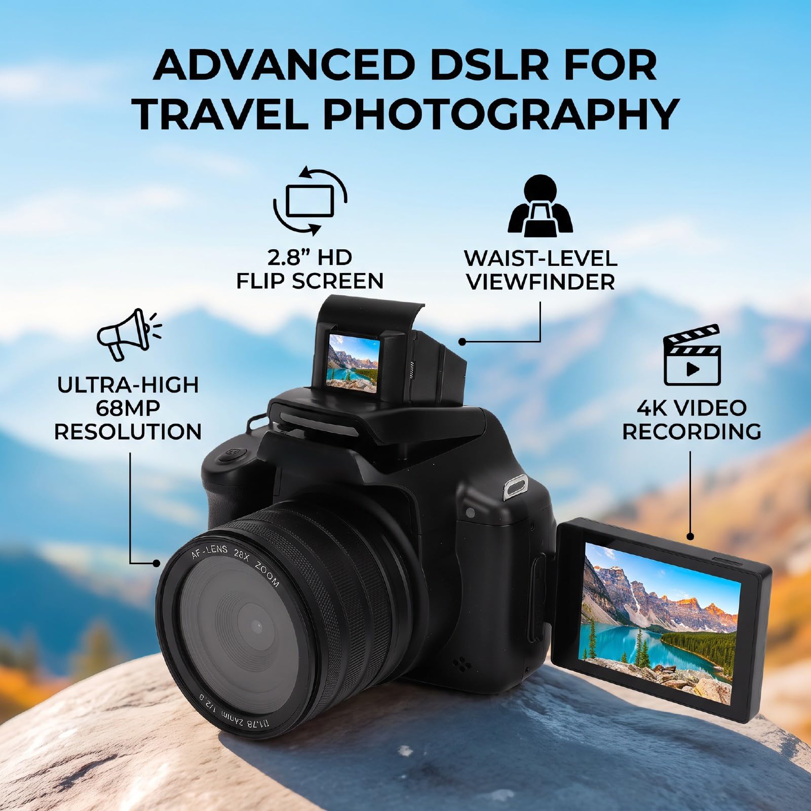 Fotocamera DSLR da 68 MP con Video 4K e Schermo Ribaltabile per