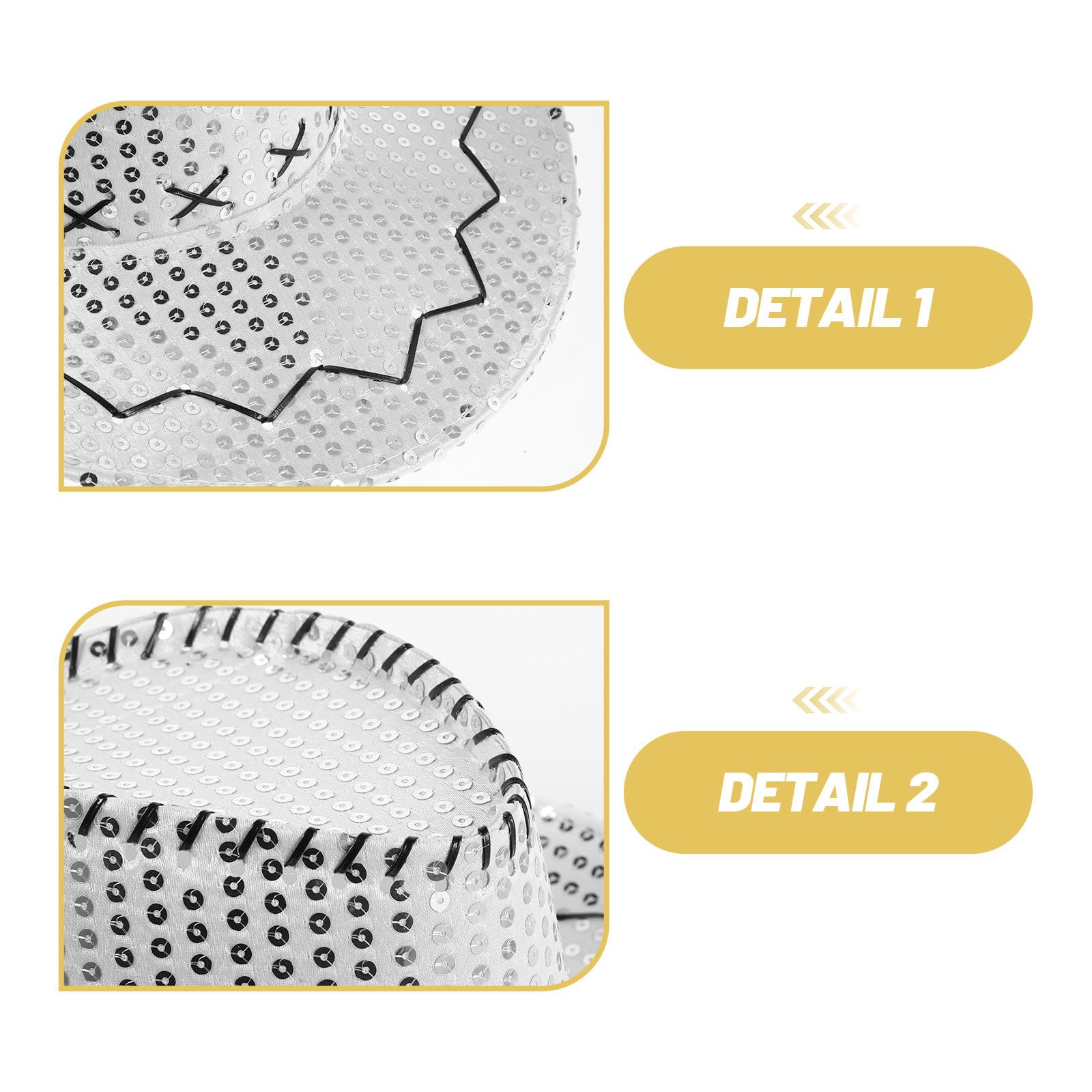 PACKOVE 5 Piezas Sombrero Vaquero para Mujer con Lentejuelas y ala Ancha, Tejido Cómodo y Plástico Resistente, Adecuado para Eventos al Aire Libre y Festivales de Fiesta