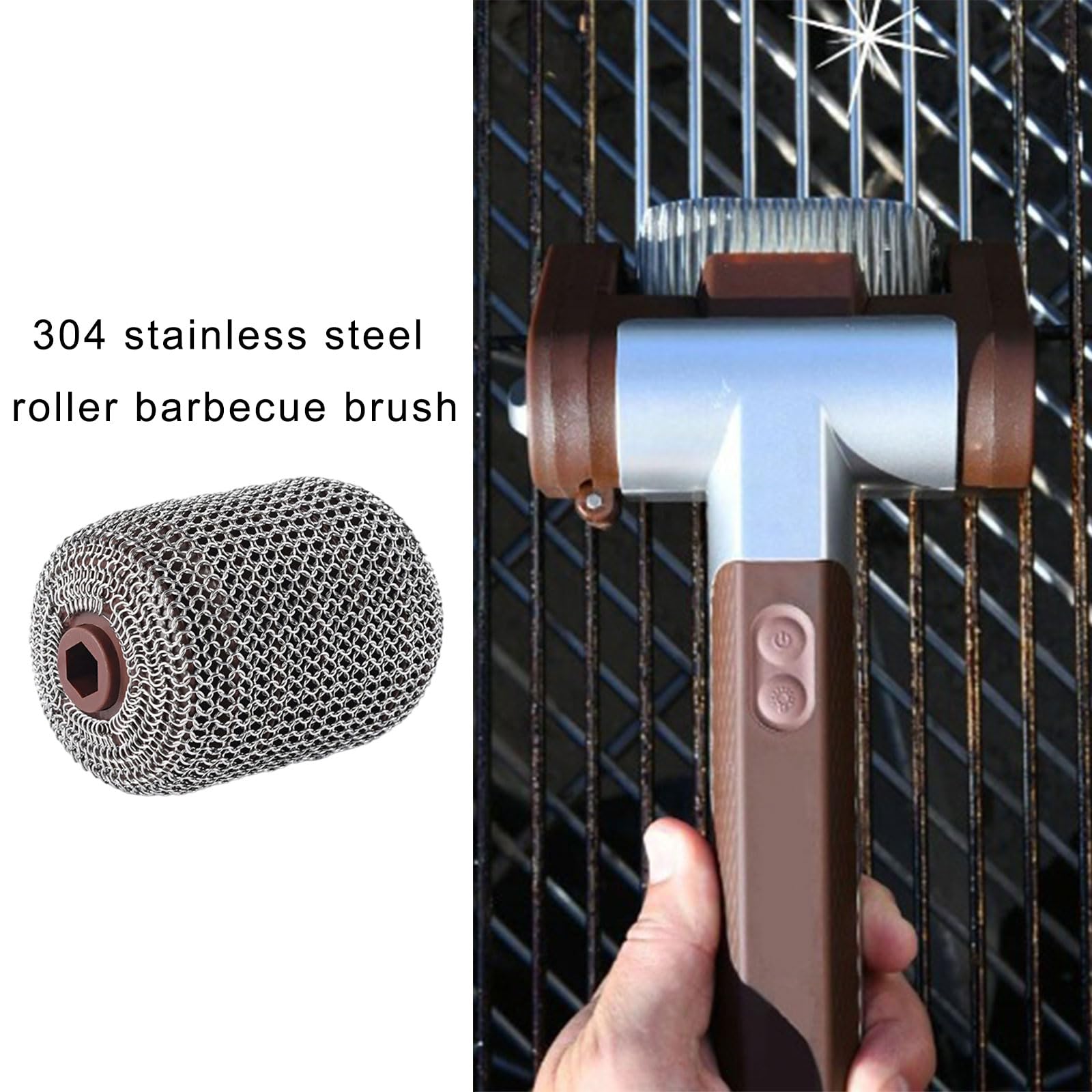Brosse de tambour en acier inoxydable 304 - Convient à la plupart des équipements de nettoyage de barbecue