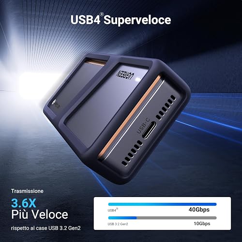 UGREEN Case SSD M.2 NVMe PCIe 40 Gbps Enclosure Esterno Disco Rigido | UASP TRIM USB 4.0 da 2230 2242 2260 2280 di M-Key o M+B Key Compatibile con con 970 Evo Plus 980 PRO WD SN770 Kingston - 2