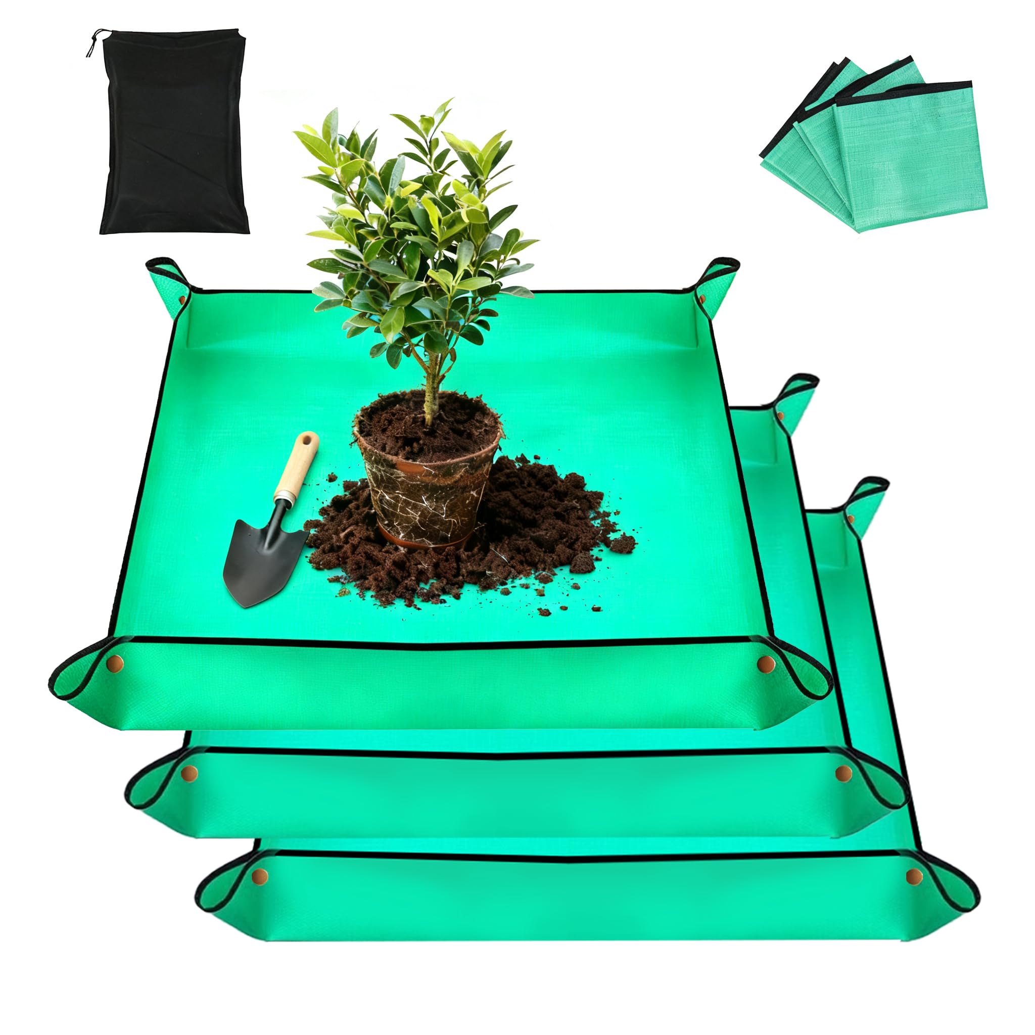 3Packs Repotting Mat, 26.8x26.8 Inch Thickened High Density PE Waterproof — Amazon image 7