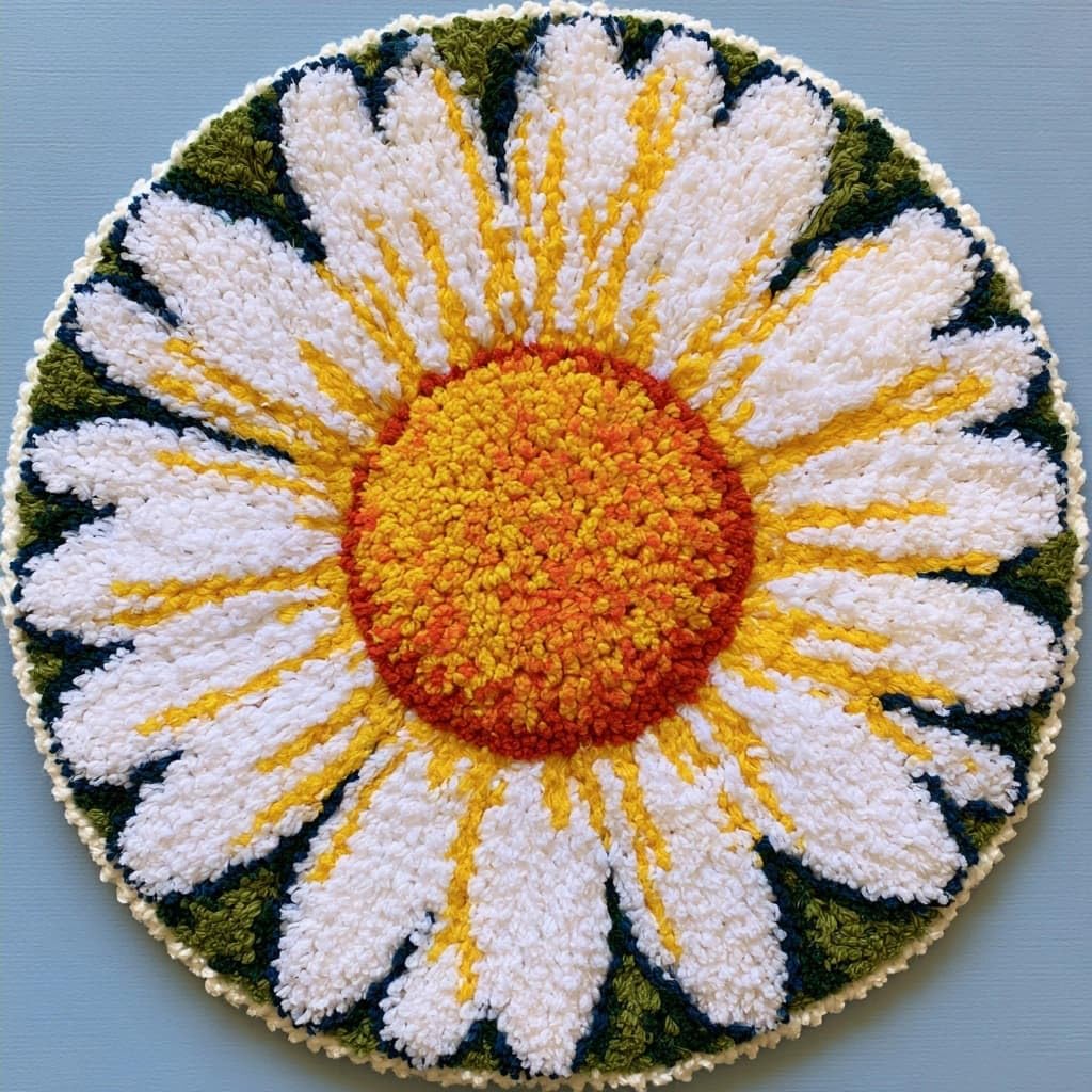 AMBATTERY Round Latch Hook Kits for Adults,Rug Making Kit,Daisy Flowers